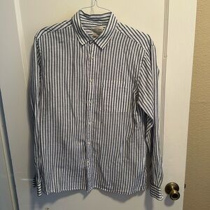 Striped Blue and White Cotton Linen Shirt